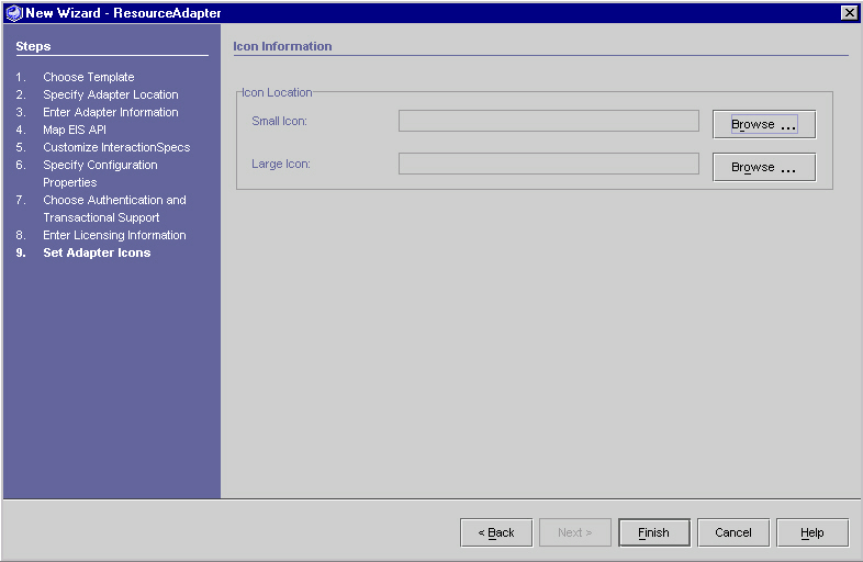 Figure shows Set Adapter Icons Panel
