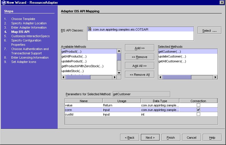 Figure shows Adapter EIS Mapping Screen
