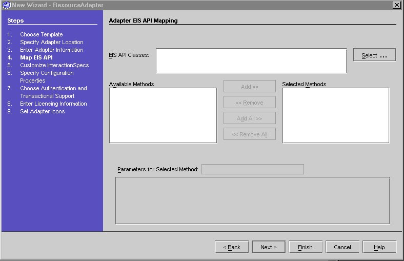 Figure shows initial Adapter EIS API Mapping panel
