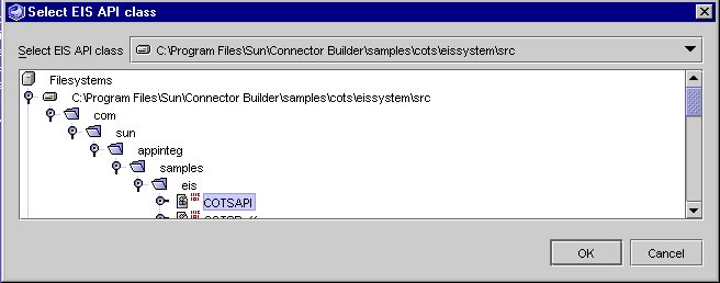 Figure shows Selecting a Class of the EIS API Screen

