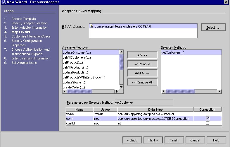 Figure shows Adapter EIS API Mapping Information Screen.
