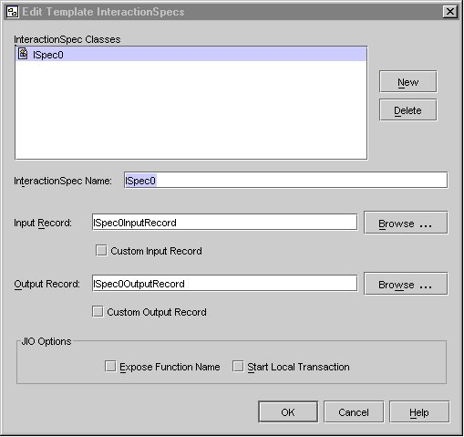 Figure shows the Edit Template InteractionSpec.
