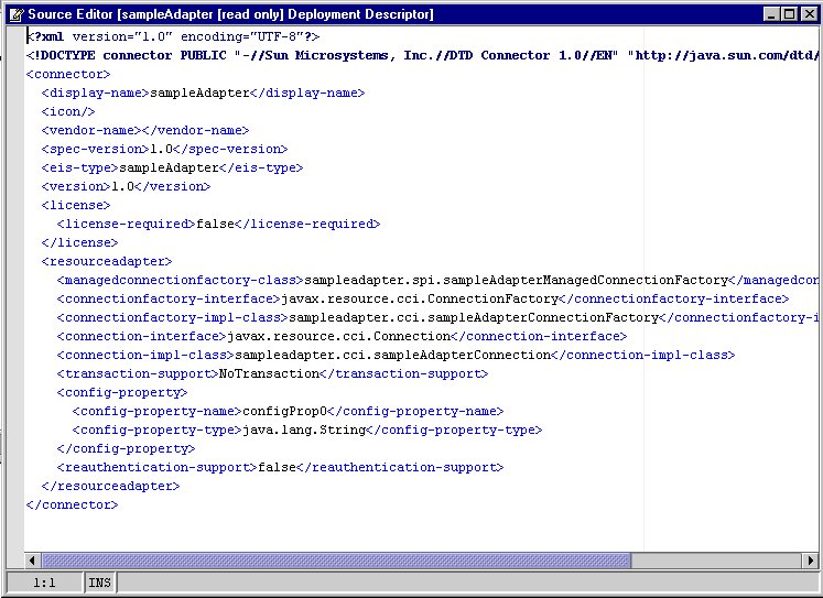Figure shows the  Source Editor Deployment Descriptor
