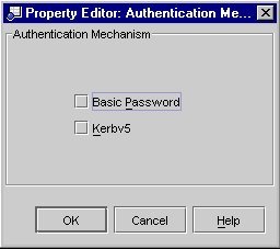 Figure shows Property Editor Authentication Method selection box.
