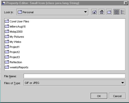 Figure shows the  Small Icon Properties Editor.
