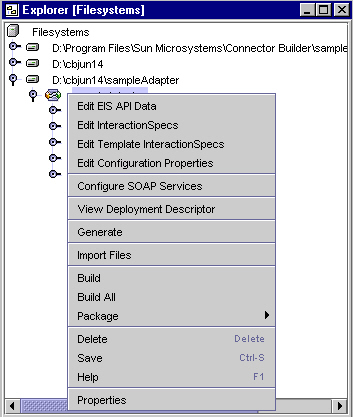 Figure shows Contextual Menu for Configure SAP Services
