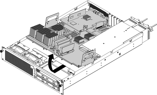 image:Figure showing daughter card installed on the MBU_A of an M3000 server.