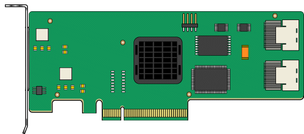 Figure shows the Sun StorageTek PCI Express SAS 8-Channel Internal HBA