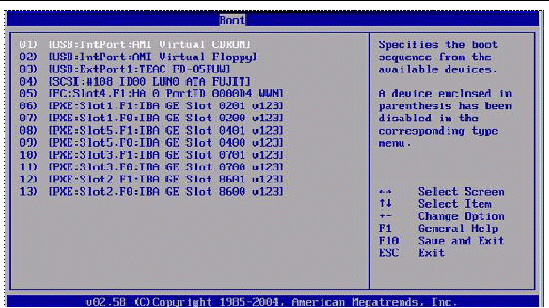 Graphic showing the Boot Device Priority menu screen.