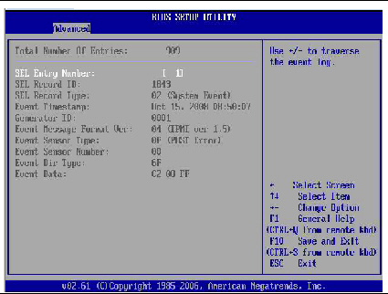 Graphic showing BIOS Setup Utility: Advanced - Total Number Of Entries.