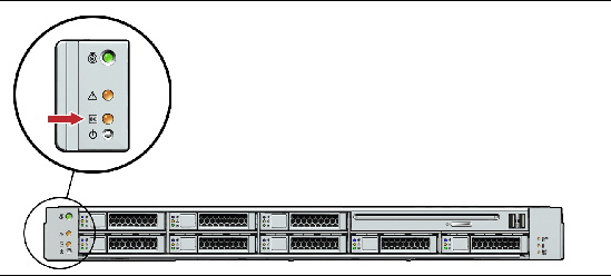 Figure showing how to power on the server.