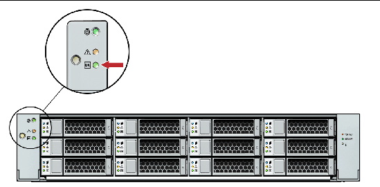 Figure showing how to power on the server.