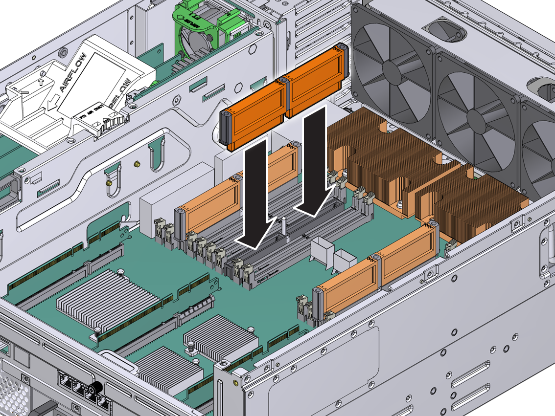 image:Figure showing installation of the memory mezzanine riser cards