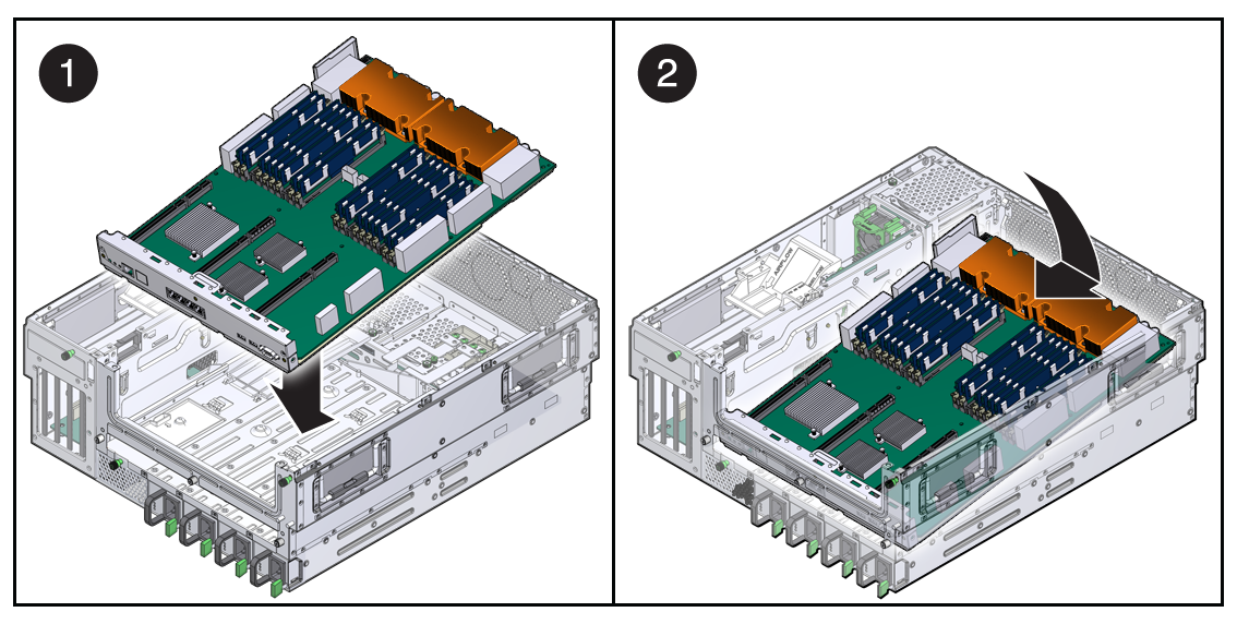 image:Figure showing the installation of the motherboard into the chassis