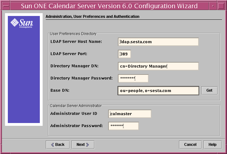 Calendar Server ���� ���α׷� ����, ����� �⺻ ���� �� ���� �г�
