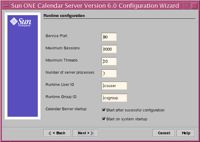 Calendar Server ���� ���α׷� ��Ÿ�� ���� �г�