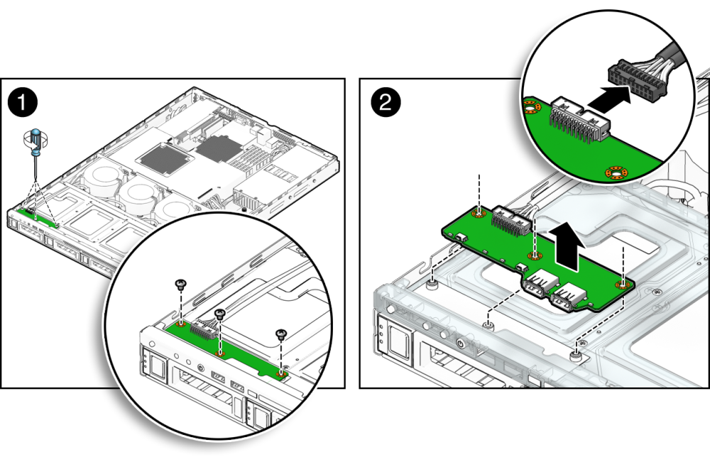 image:An illustration showing how to remove the I/O board.