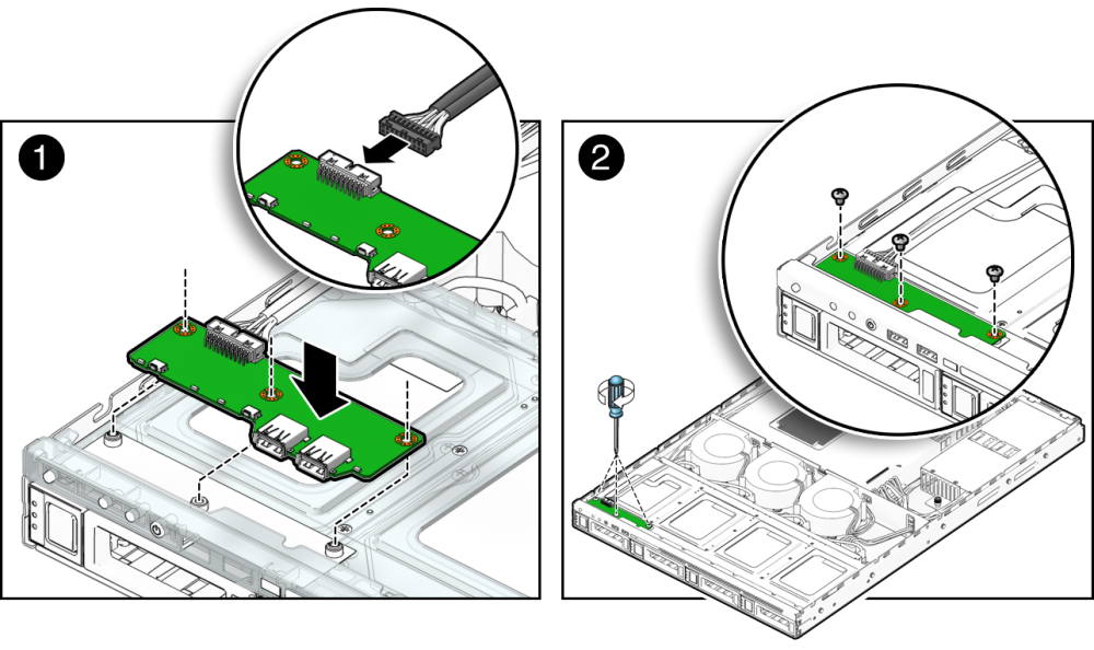 image:An illustration showing the installation of the I/O board.