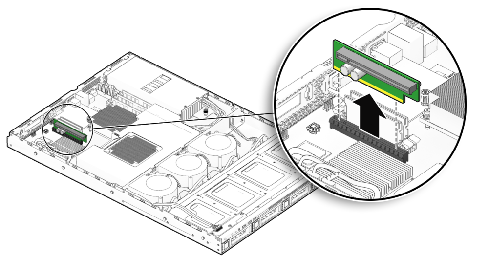 image:An illustration showing the removal of the PCIe riser card.