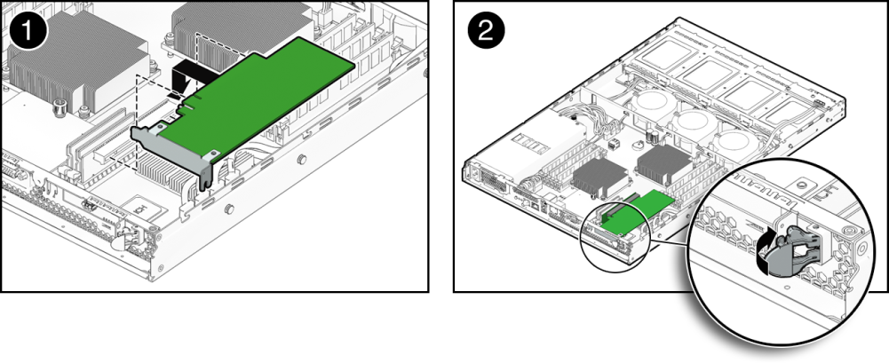 image:An illustration showing the installation of a PCIe card.