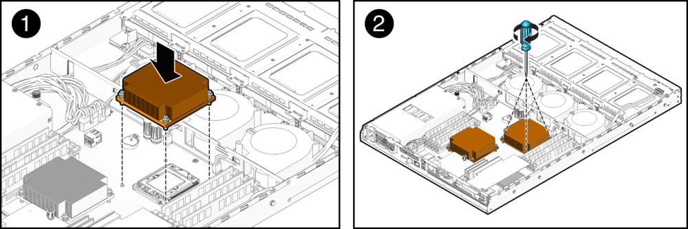 image:An illustration showing how to install a heatsink.