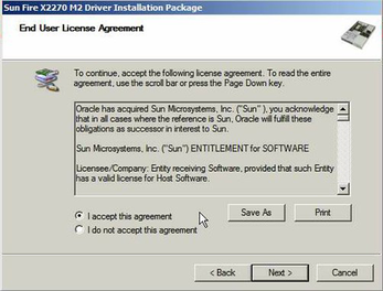 image:The End User License Agreement screen.