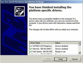 image:The platform-specific driver installation screen.