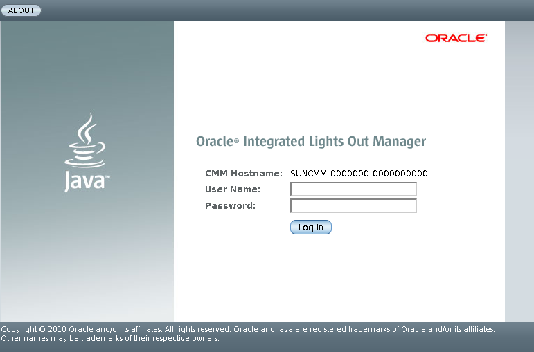 image: ILOM log-in screen