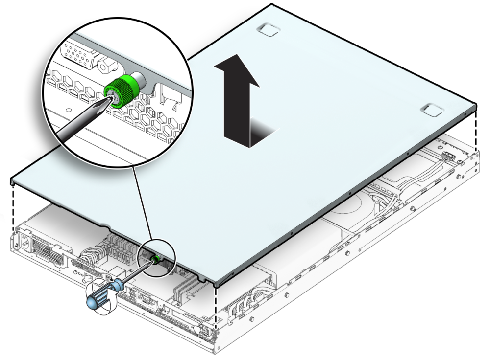 image:An illustration showing how to remove the top cover.