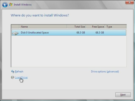 image:Where Do You Want To Install Windows dialog