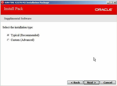 image:The 'Select the installation type:' screen.