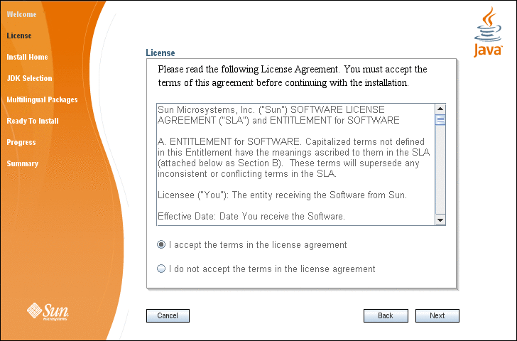 Screen capture showing Message Queue Installer’s
License screen. 