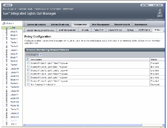 Screenshot of the policy configuration page
