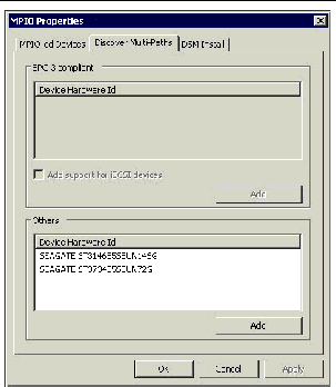 Screen showing Device Multipaths tab.