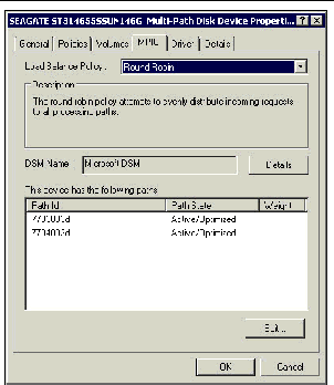 Screen showing Round Robin load balance policy selected.