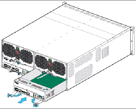 Figure showing insertion of fan module into new chassis.