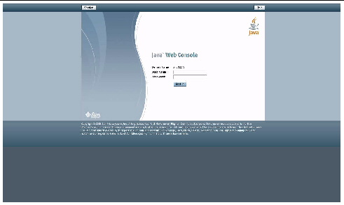 Screen capture of the Sun Java Web Console login page.