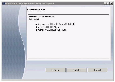 Screen capture shows the installation details that you selected.