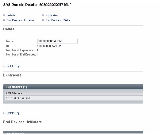 Screen capture of SAS Domain Details page. 