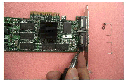 Figure shows attaching the short bracket to the ExpressModule 