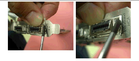 Figure shows details of attaching the clips to the short bracket to the ExpressModule