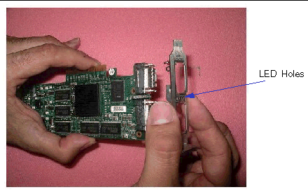 Figure shows placing of the short bracket on the ExpressModule 