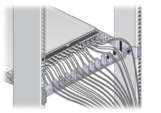 image:Figure shows the cables being laid into the cable management bracket