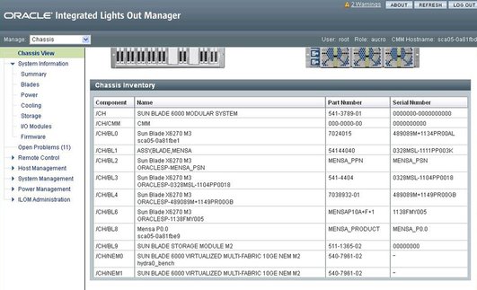 image:Oracle ILOM chassis view