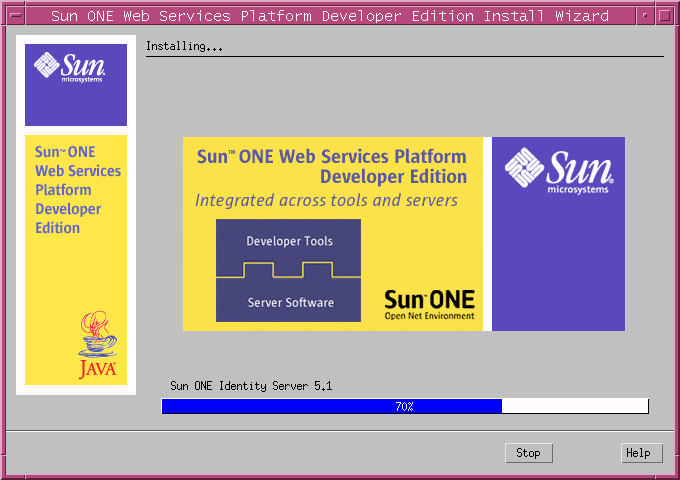 This screen capture shows the Installing page that displays the progress of the installation.
