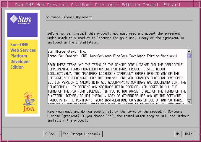 This screen capture shows the Software License Agreement page.
