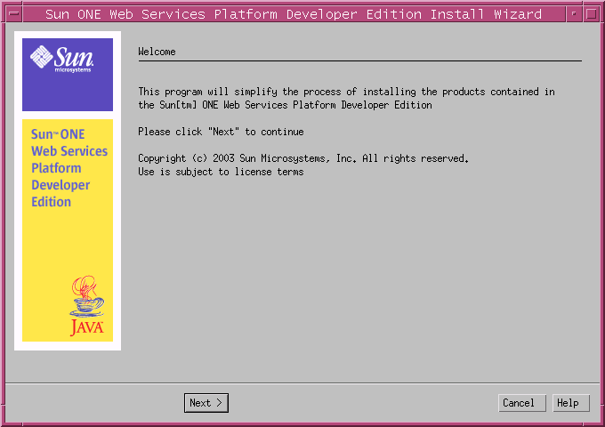 This screen capture shows the Welcome page with a welcome message and the copyright information.
