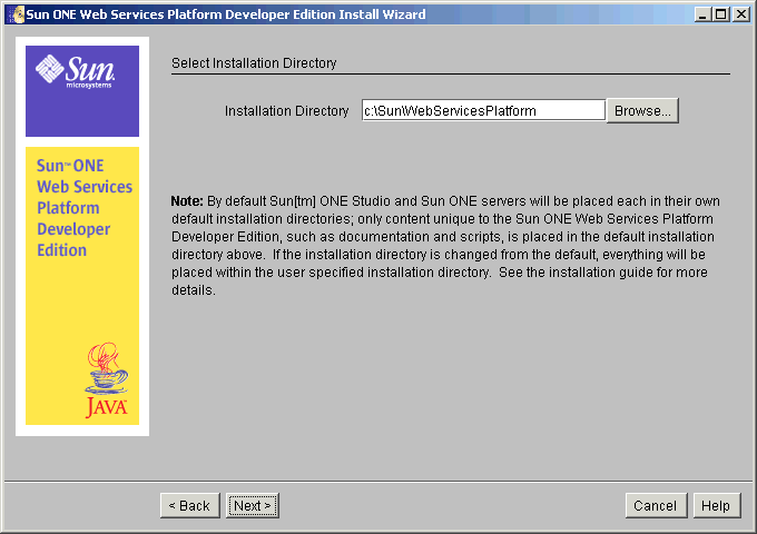 This screen capture shows the Select Installation directory page for selecting the directory where you want to install the software.
