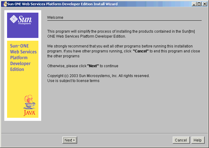 This screen capture shows the Welcome page with a welcome message and the copyright information.
