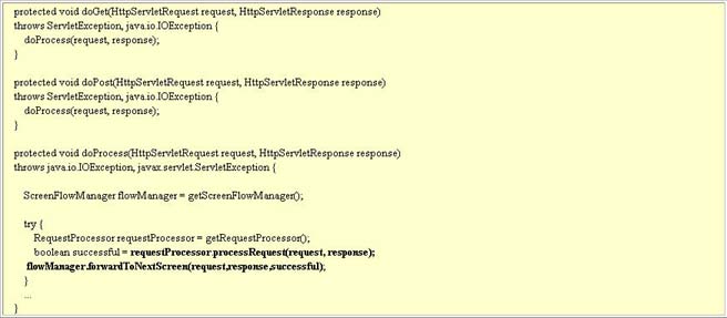 This screen capture shows a snippet of code in CargolineFrontController servlet..

